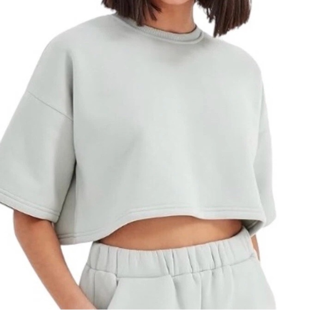4th & Reckless-Joanna Short Sleeve Crop Sweatshirt-Size: Large-Color: Mint-NEW!!